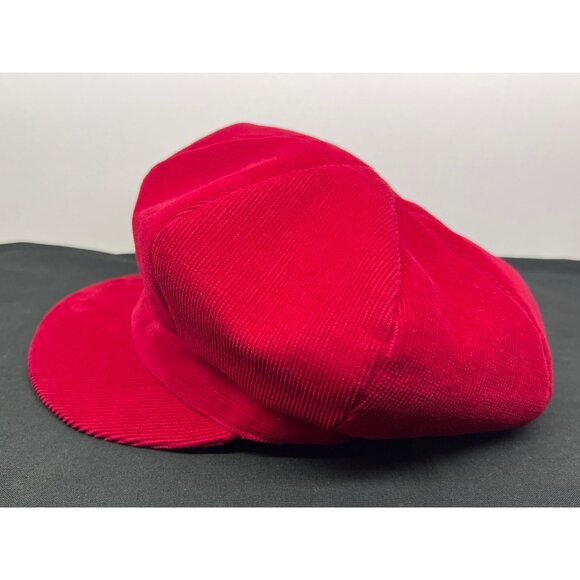 Vintage Red Corduroy Newsboy Cap Hat - Picture 3 of 4